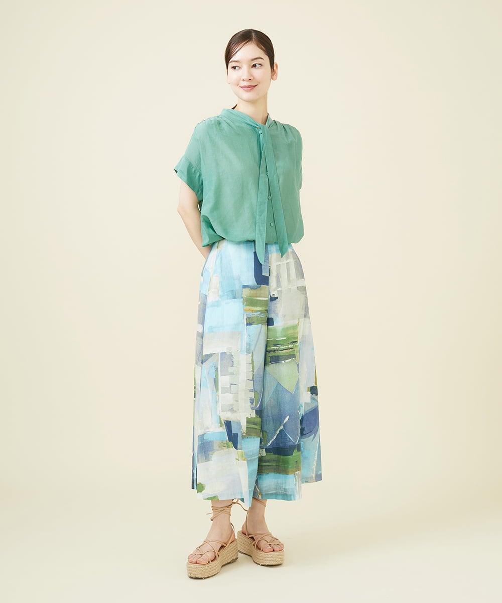 GBBJV05240 Sybilla(シビラ) シルクコットンボウタイブラウス グリーン