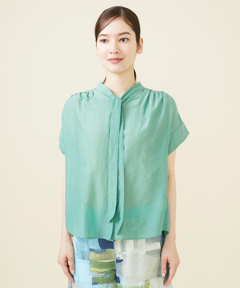 GBBJV05240 Sybilla(シビラ) シルクコットンボウタイブラウス グリーン