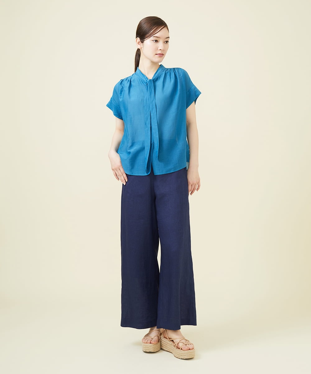 GBBJV05240 Sybilla(シビラ) シルクコットンボウタイブラウス ブルー