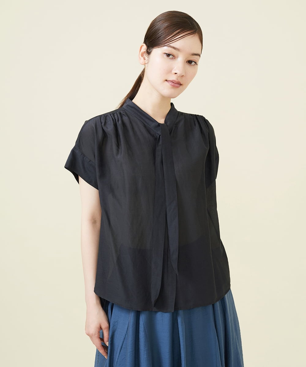 GBBJV05240 Sybilla(シビラ) シルクコットンボウタイブラウス ブラック