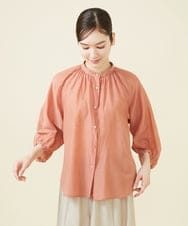 GBBJV06270 Sybilla(シビラ) シルクコットンギャザーブラウス サーモンピンク