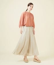 GBBJV06270 Sybilla(シビラ) シルクコットンギャザーブラウス サーモンピンク