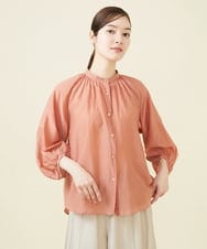GBBJV06270 Sybilla(シビラ) シルクコットンギャザーブラウス サーモンピンク