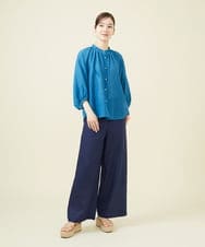 GBBJV06270 Sybilla(シビラ) シルクコットンギャザーブラウス ブルー