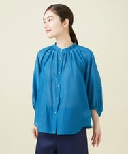 GBBJV06270 Sybilla(シビラ) シルクコットンギャザーブラウス ブルー