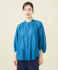 GBBJV06270 Sybilla(シビラ) シルクコットンギャザーブラウス ブルー