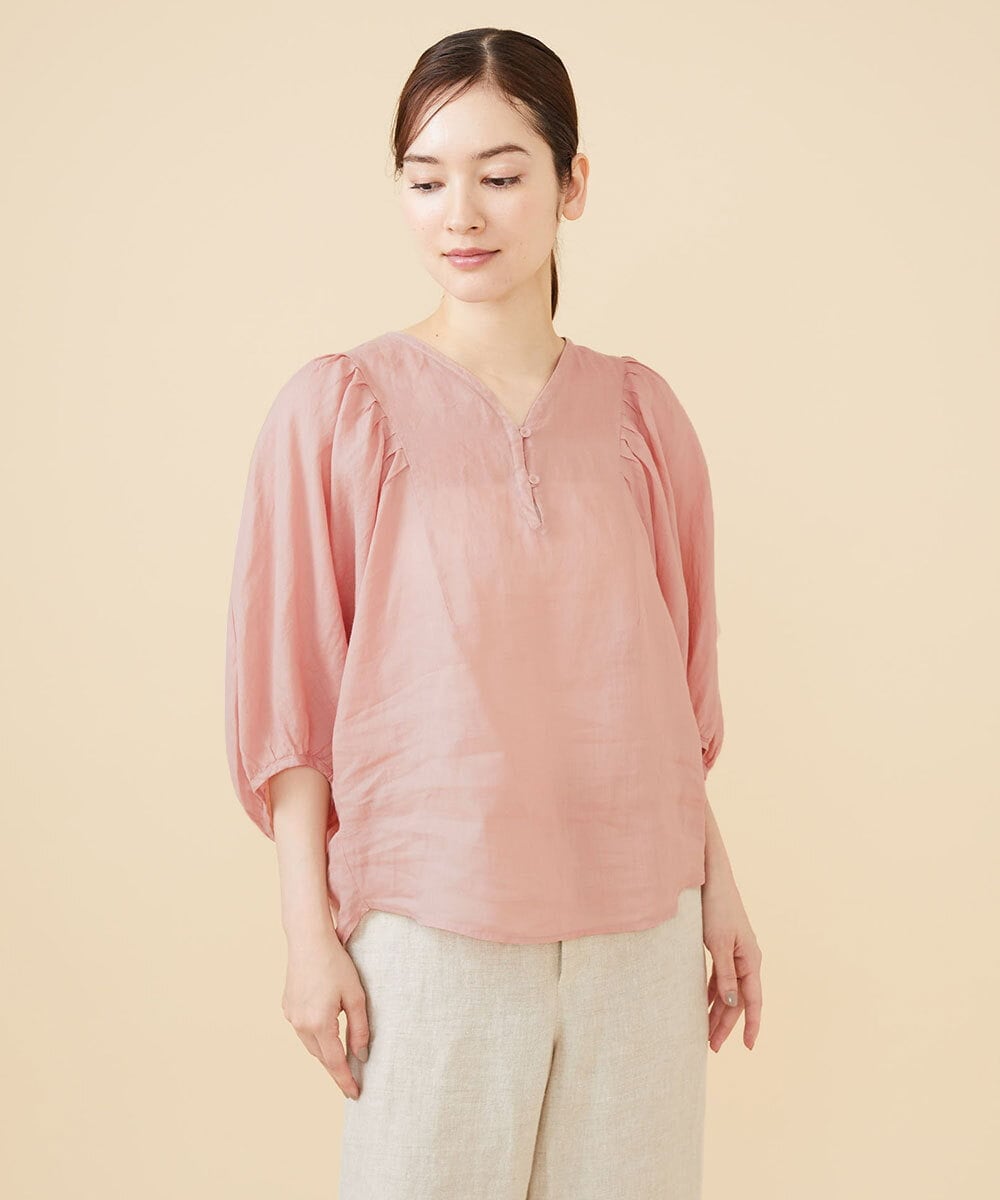GBBJV14230 Sybilla(シビラ) リネンローンタックスリーブブラウス ピンク