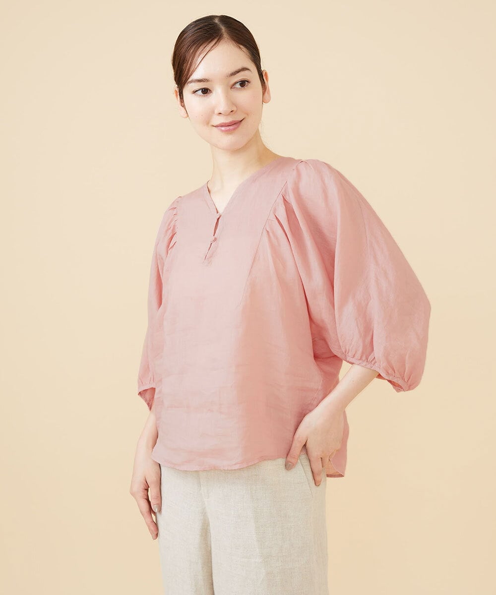 GBBJV14230 Sybilla(シビラ) リネンローンタックスリーブブラウス ピンク