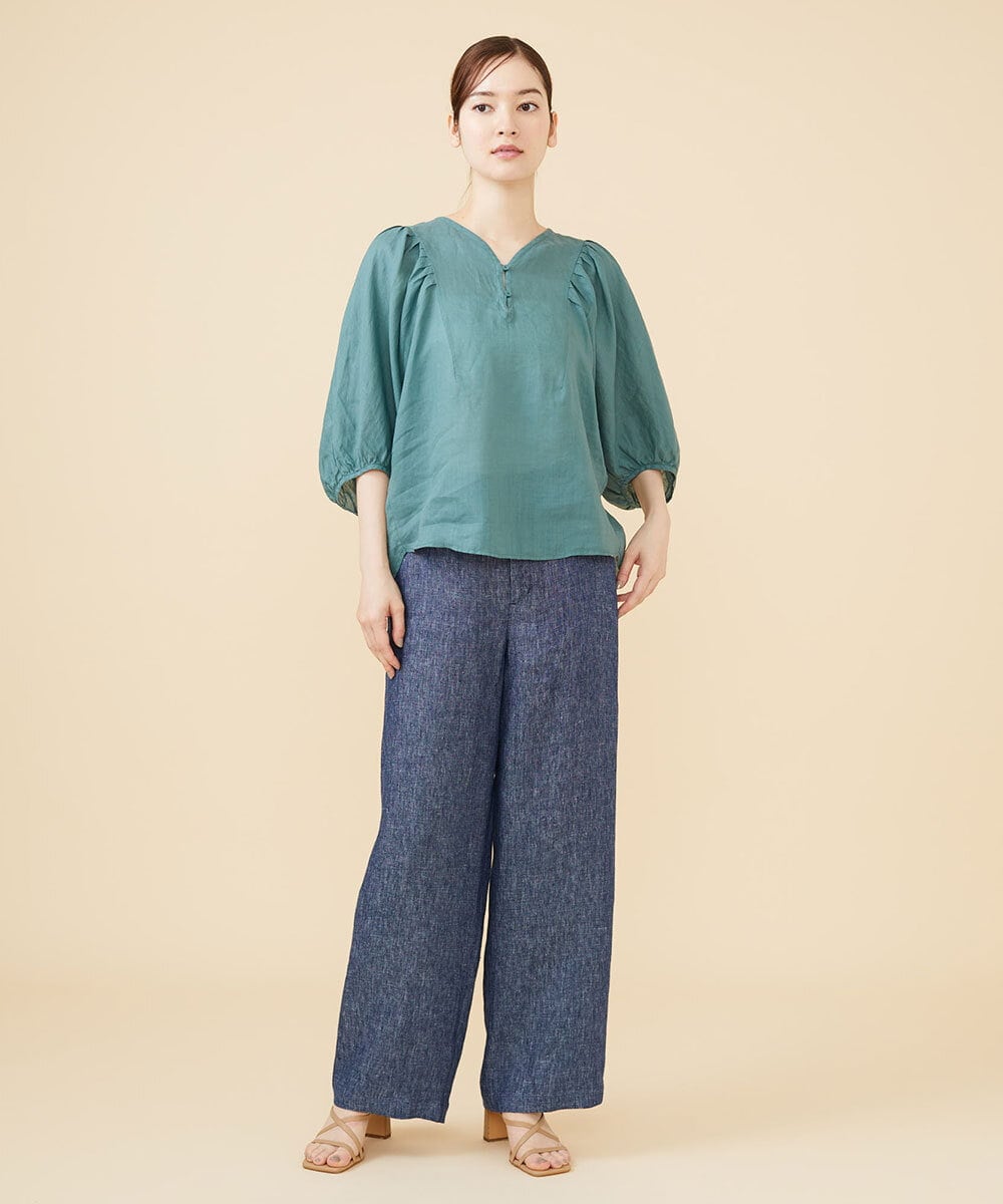 GBBJV14230 Sybilla(シビラ) リネンローンタックスリーブブラウス グリーン