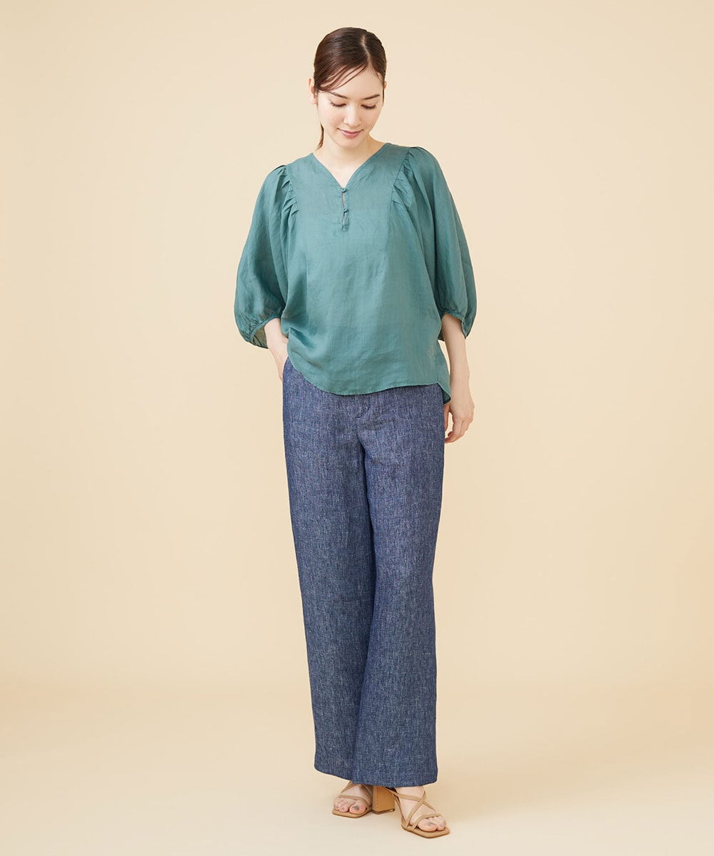 GBBJV14230 Sybilla(シビラ) リネンローンタックスリーブブラウス グリーン