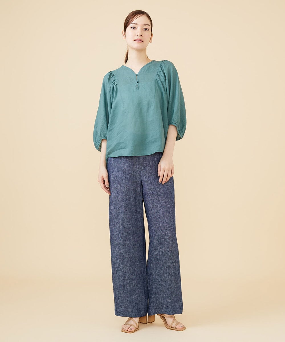 GBBJV14230 Sybilla(シビラ) リネンローンタックスリーブブラウス グリーン