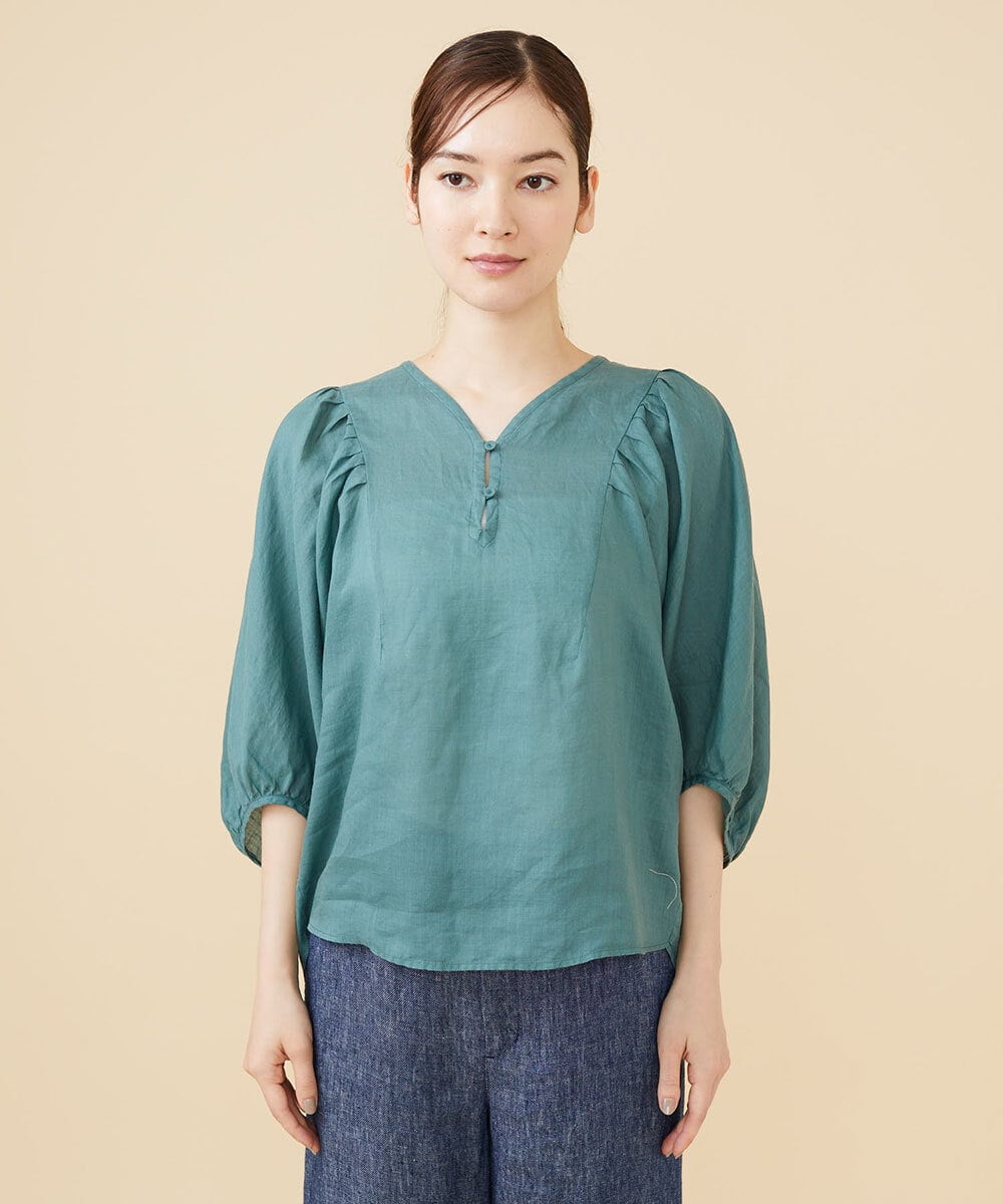 GBBJV14230 Sybilla(シビラ) リネンローンタックスリーブブラウス グリーン