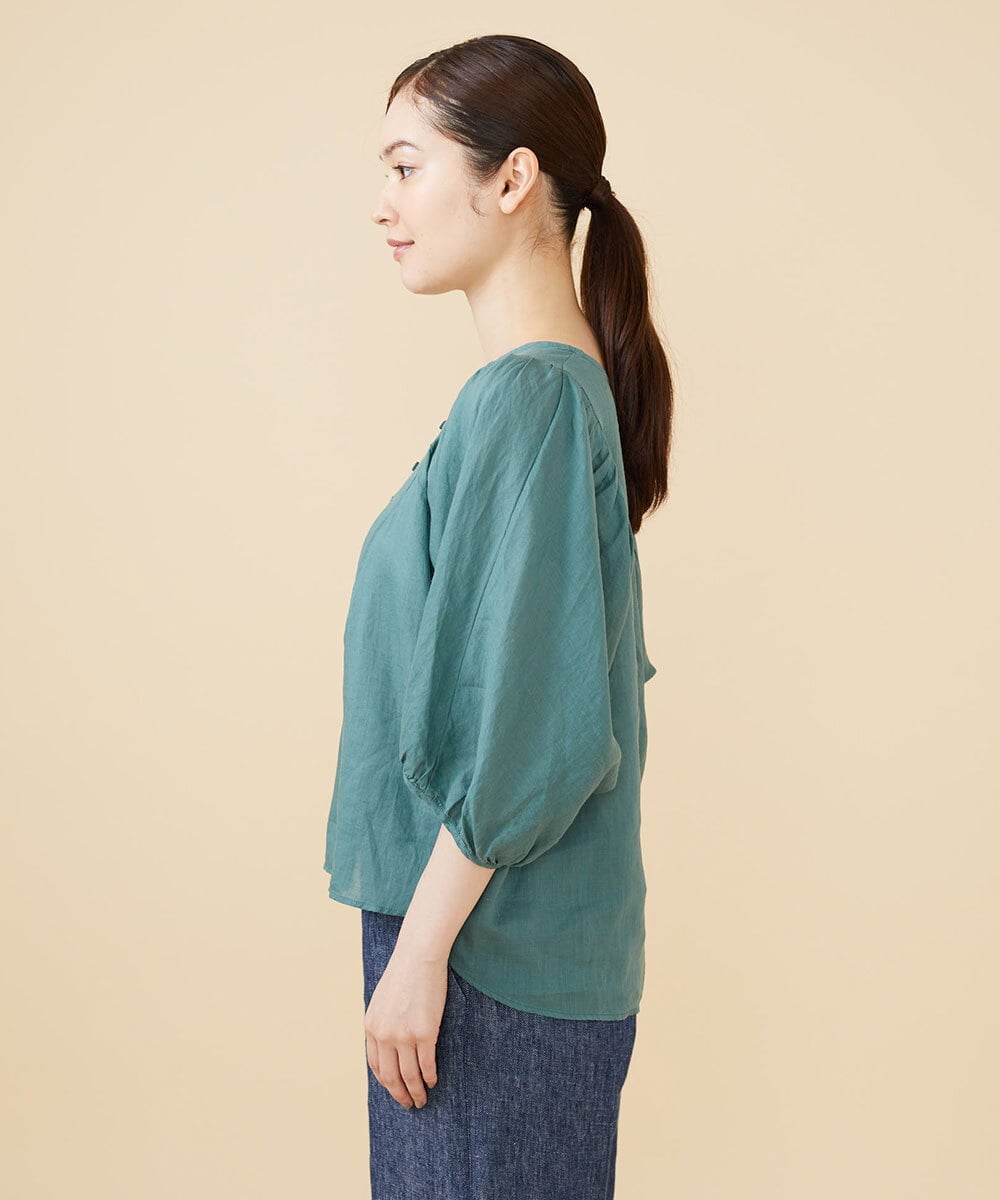 GBBJV14230 Sybilla(シビラ) リネンローンタックスリーブブラウス グリーン