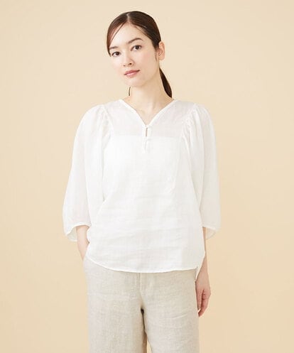 GBBJV14230 Sybilla リネンローンタックスリーブブラウス
