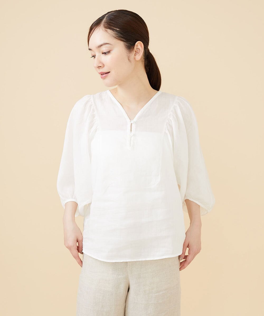GBBJV14230 Sybilla(シビラ) リネンローンタックスリーブブラウス ホワイト