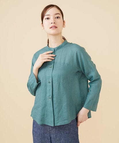 GBBJV15270 Sybilla リネンローンボタンホールステッチブラウス