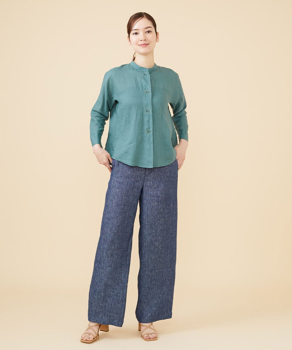GBBJV15270 Sybilla(シビラ) リネンローンボタンホールステッチブラウス グリーン