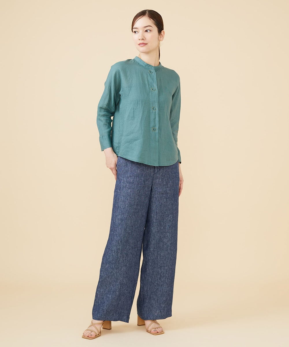 GBBJV15270 Sybilla(シビラ) リネンローンボタンホールステッチブラウス グリーン