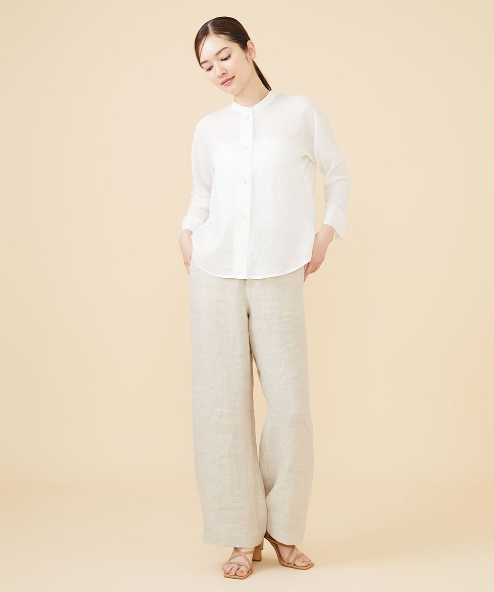 GBBJV15270 Sybilla(シビラ) リネンローンボタンホールステッチブラウス ホワイト