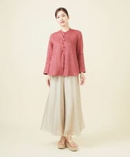 GBBJV19330 Sybilla(シビラ) ウェーブデザインリネンブラウス ダークピンク