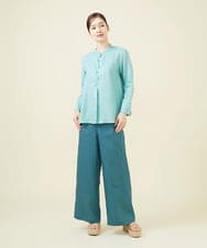 GBBJV19330 Sybilla(シビラ) ウェーブデザインリネンブラウス ライトブルー