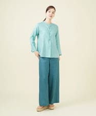 GBBJV19330 Sybilla(シビラ) ウェーブデザインリネンブラウス ライトブルー