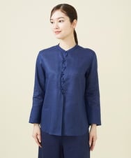 GBBJV19330 Sybilla(シビラ) ウェーブデザインリネンブラウス ネイビー