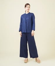 GBBJV19330 Sybilla(シビラ) ウェーブデザインリネンブラウス ネイビー