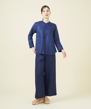 GBBJV19330 Sybilla(シビラ) ウェーブデザインリネンブラウス ネイビー