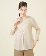 GBBJV19330 Sybilla(シビラ) ウェーブデザインリネンブラウス ベージュ