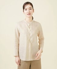 GBBJV19330 Sybilla(シビラ) ウェーブデザインリネンブラウス ベージュ
