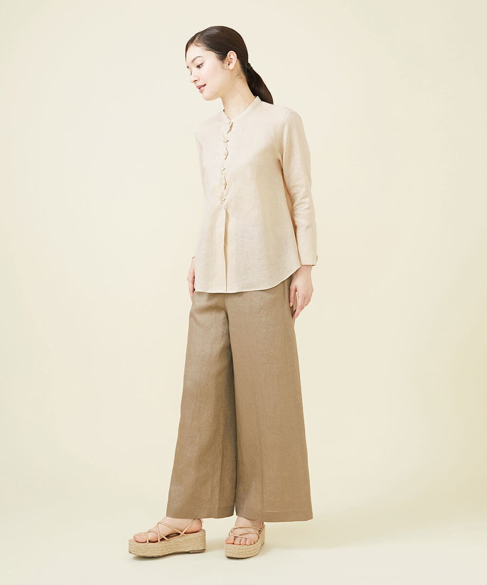 GBBJV19330 Sybilla(シビラ) ウェーブデザインリネンブラウス ベージュ