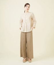 GBBJV19330 Sybilla(シビラ) ウェーブデザインリネンブラウス ベージュ