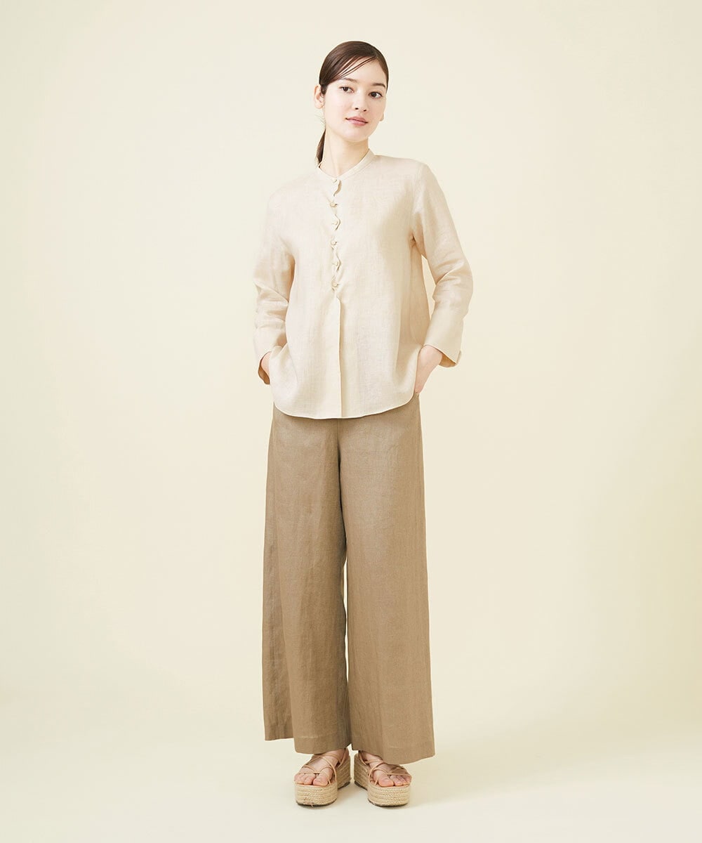 GBBJV19330 Sybilla(シビラ) ウェーブデザインリネンブラウス ベージュ