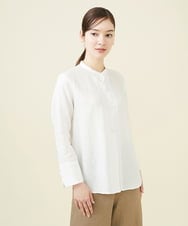 GBBJV19330 Sybilla(シビラ) ウェーブデザインリネンブラウス ホワイト