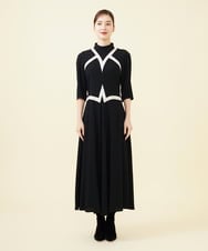 GBEAB06800 Sybilla(シビラ) 【ドラマ着用】サテンカットワークドレス ブラック×アイボリー