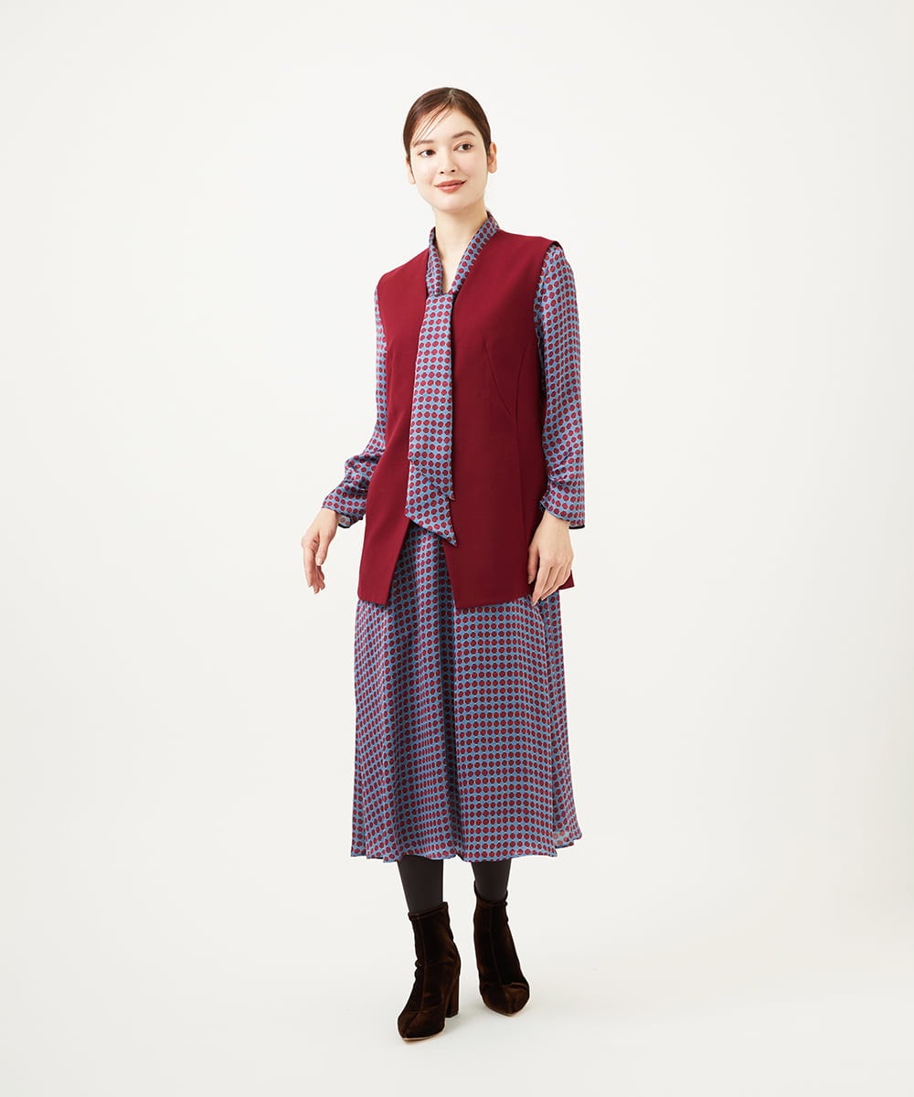 GBEAE41630 Sybilla(シビラ) ダイヤ柄プリントドレス ブルー系