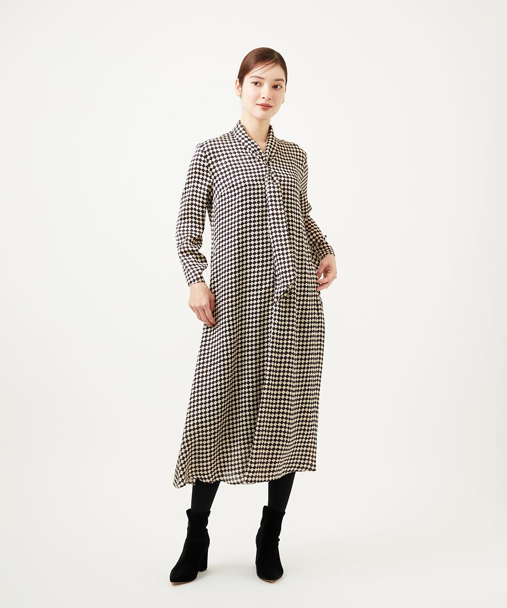 GBEAE41630 Sybilla(シビラ) ダイヤ柄プリントドレス ブラック系