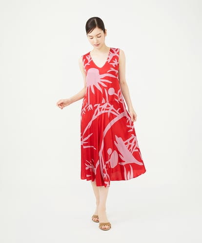 GBEAG01700 Sybilla フラワーシルエットプリントドレス