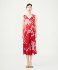 GBEAG01700 Sybilla(シビラ) フラワーシルエットプリントドレス レッド