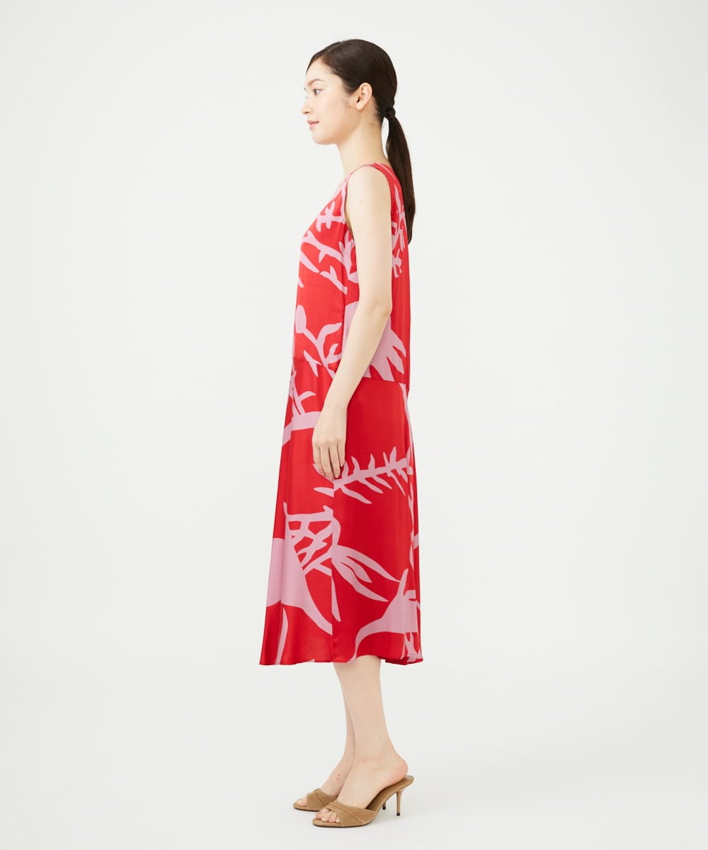 GBEAG01700 Sybilla(シビラ) フラワーシルエットプリントドレス レッド