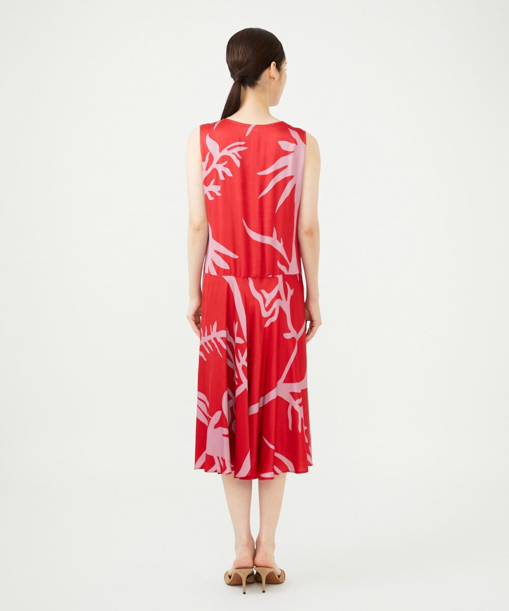 GBEAG01700 Sybilla(シビラ) フラワーシルエットプリントドレス レッド