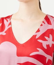 GBEAG01700 Sybilla(シビラ) フラワーシルエットプリントドレス レッド