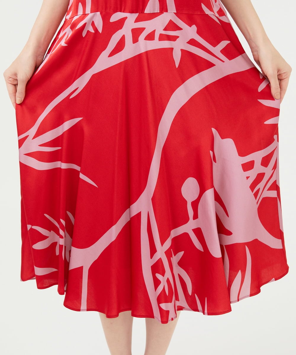 GBEAG01700 Sybilla(シビラ) フラワーシルエットプリントドレス レッド