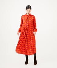 GBEAG31700 Sybilla(シビラ) ブロックプリンボウタイトドレス オレンジ系
