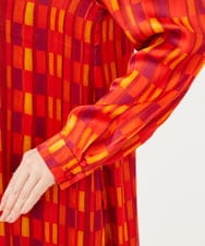 GBEAG31700 Sybilla(シビラ) ブロックプリンボウタイトドレス オレンジ系
