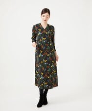 GBEAH36600 Sybilla(シビラ) ボタニカルフラワープリントドレス ブラック