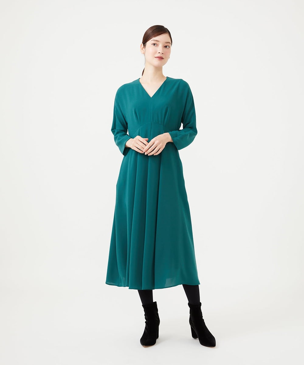 GBEAH40540 Sybilla(シビラ) ハイウエストVネックドレス グリーン