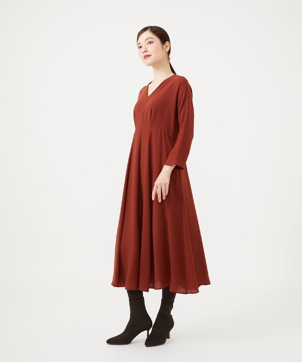 GBEAH40540 Sybilla(シビラ) ハイウエストVネックドレス ブラウン
