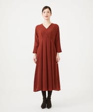 GBEAH40540 Sybilla(シビラ) ハイウエストVネックドレス ブラウン